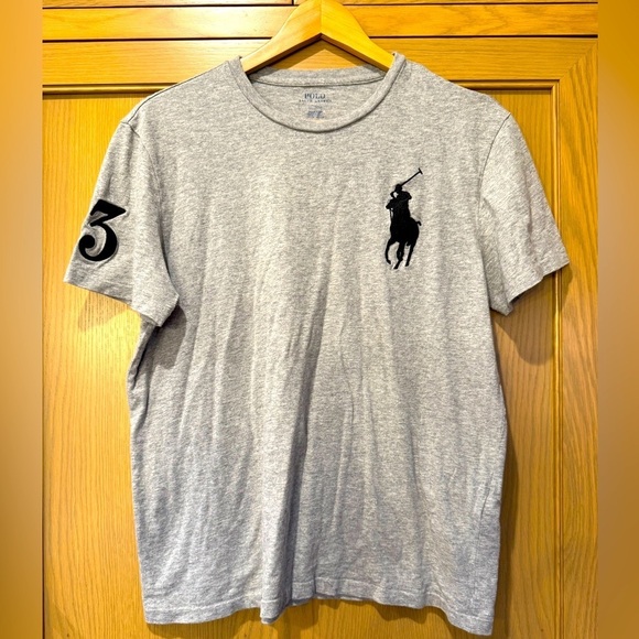 Polo Ralph Lauren Big Pony 3 Pullover Crewneck Cotton Grey Tee / Medium - Picture 1 of 8